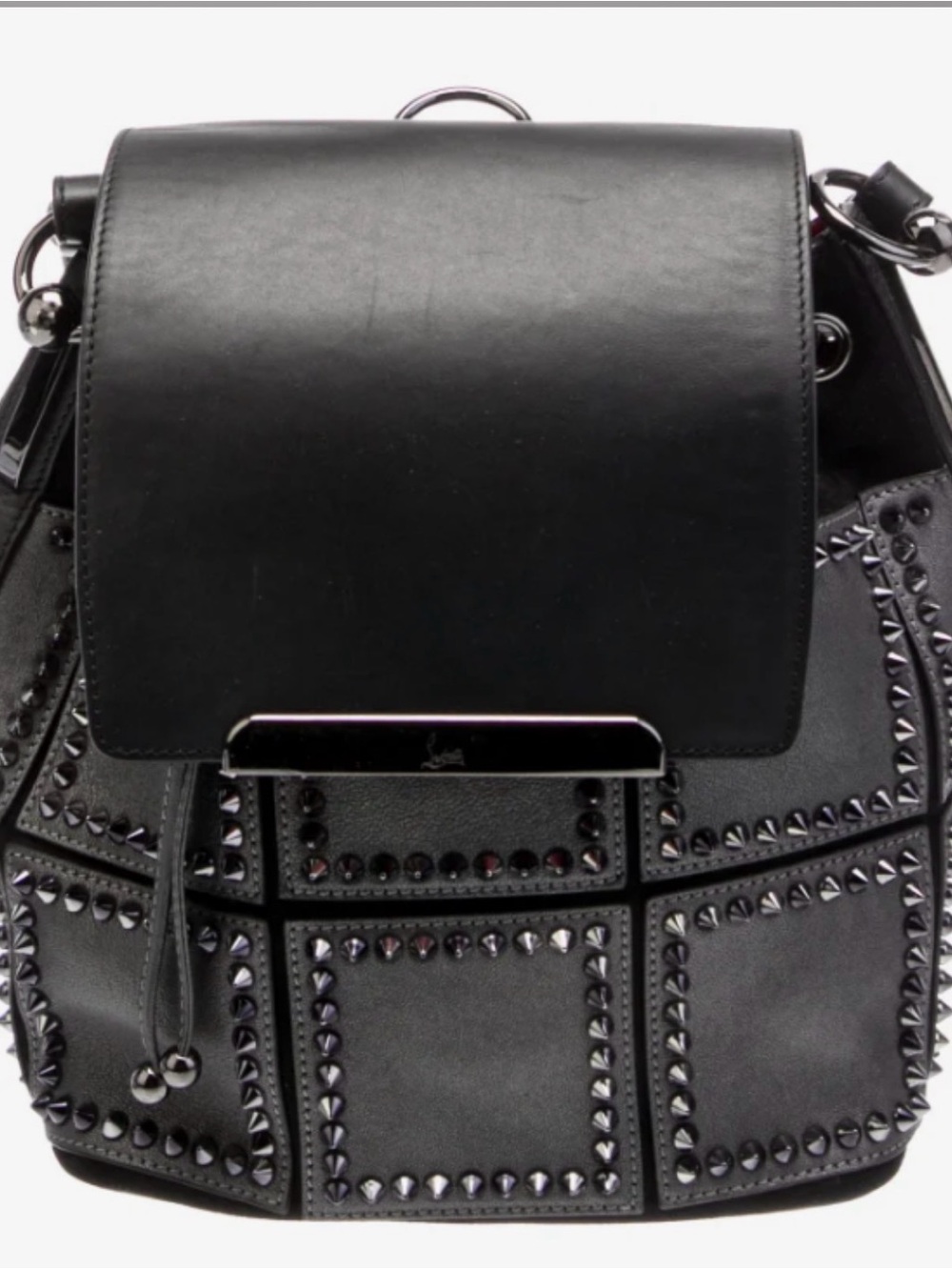 Christian Louboutin Black Studded Leather Backpack